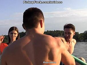 three men boat outdoor pickup girl creampie sex for cash