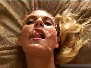 Blonde amateur opens asshole for big cock fucking and facial cumshot