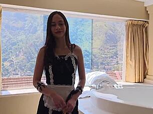 the cleaning girl agrees to try lubricant with me today