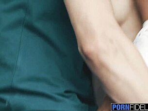 Sexy Spanish milf Julia Roca contrasts with young stud in hardcore fucking session