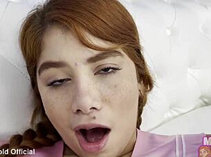 Oh man, that huge BBC is totally wrecking Marina Gold's ass in this wild role play!