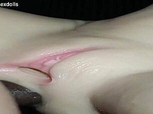 the cuckold husband films his horny wife fucking and moaning loud with big black cock bareback while watching