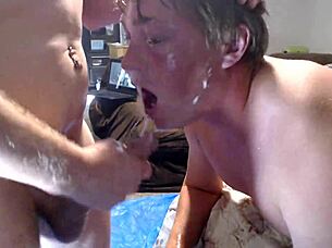 whoa, this extreme throatfuck master is pouring puke right into the slave's mouth