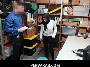 Pervarab Muslim Teen Caught In Office Gets Fucked By Officer With Blowjob And Handjob