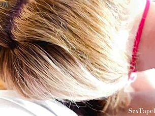 sexy blonde milf gives blowjob to big black african cock