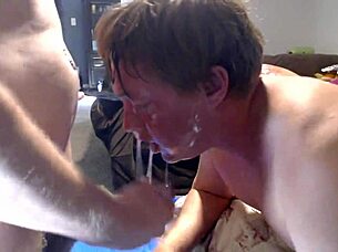 whoa, this extreme throatfuck master is pouring puke right into the slave's mouth