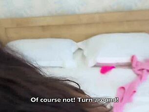 Watch husband endure cuckold humiliation as wife fucks two guys to cover hotel bill!