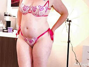 sexy blonde milf gives blowjob to big black african cock