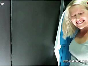 In the car, this hot amateur gets a blowjob and creampie during outdoor European German fucking.