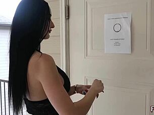 Brunette model Violet Voss delivers intense blowjob and handjob until explosive cum finish