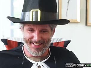 thanksgiving turns into wild fuck day with intense doggystyle, rough cowgirl riding, and hardcore banging in fantasy scenario.