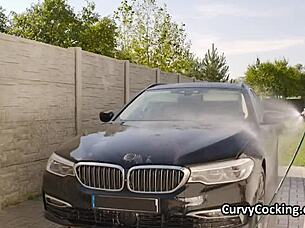 Oh Wow, Busty Blonde in Bikini Gets Her Big Tits Fucked Hard at the Car Wash!