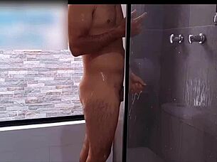 Hermanastra catches brother masturbating in shower - need help with huge cock and curvy Colombian ass worship?
