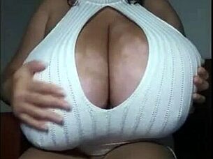 Whoa, check out this massive big tits webcam ebony babe