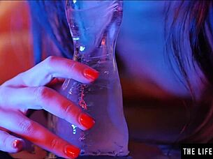 Why watch her pounding tight asshole with huge ice dildo for intense anal orgasm?