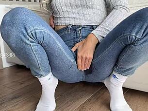 Milf Squirts Cum In Tight Wet Leggings During Orgasm