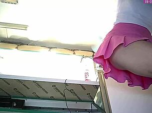 Dumb 18 Yo Bitch In Pink Mini Skirt Hidden Voyeur Camera Upskirt