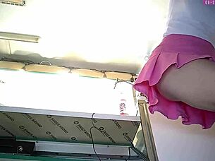 Dumb 18 Yo Bitch In Pink Mini Skirt Hidden Voyeur Camera Upskirt
