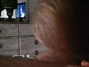 Amateur Blonde Wife Gives Sloppy Fruit Roll-Up Blowjob with Deepthroat and Handjob on Webcam