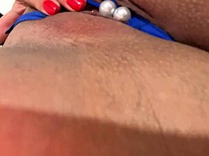 Pearls in the center of her pussy dirty bitch masturbates her pussy without taking off her panties - huge colombian ass
