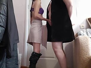 casual-narrative lower case everyday tone: we mutually masturbate with big tits out and reach orgasm together at home while moaning loud