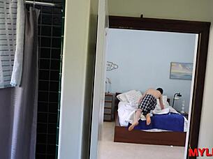 oh my god this sweet housewife is handling that morning wood so eagerly!