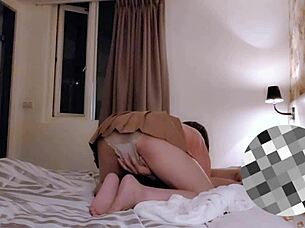 shamale ting-xuan takes big cock anal pounding with creampie in skirt