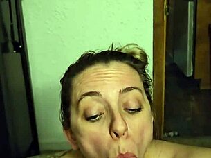 Athletic milf gives rough pov blowjob with deepthroat before hard creampie in homemade quickie