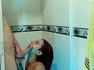 Hey, my buddy sneaks into the shower and pounds me with his big cock in wet passionate action