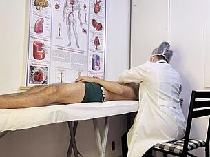 Why does the patient get hard during nurse exam and tease her?