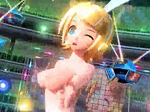 Watch Kagamine Rin in alien project diva with full nude bunny costume and monster goddess vibes! 🐰👽