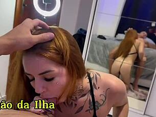 Who knew this curvy redhead slut with big ass loves sucking cock then getting pounded hard?