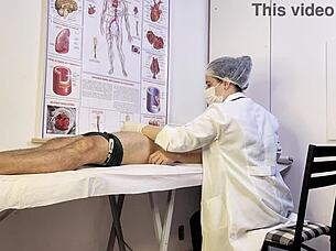 Why does the patient get hard during nurse exam and tease her?