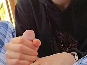 Wife Gives Homemade Blowjob While Smoking Then Swallows Cum