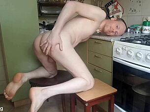 i enjoy lanatuls pitting vibrator against small cock in kitchen play