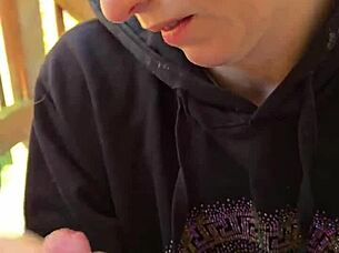 Wife Gives Homemade Blowjob While Smoking Then Swallows Cum