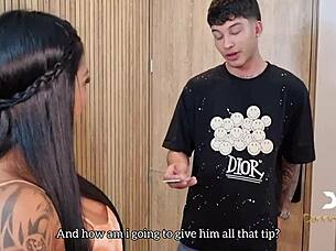 Will Delivery Boy Danner Mendez Secretly Bang Slut Client Mariana Martix with Huge Cumshot in Bathroom Quickie?