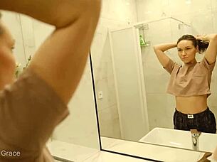 Kristinas Morning Routine with Sexy Milf in Bedroom and Shower