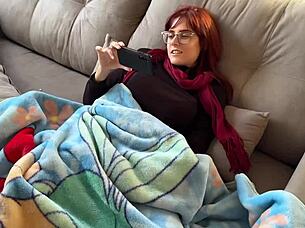 Ever caught a muscular bodybuilder babe masturbating in garage and helped her orgasm passionately?