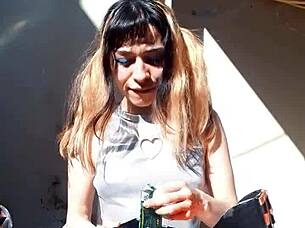 Teen blonde cute latina sexy beautiful in costumes lipstick outdoor pretty cosplay