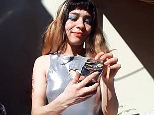 Teen blonde cute latina sexy beautiful in costumes lipstick outdoor pretty cosplay