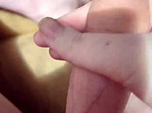 Masturbating big cock solo in the warm sunshine with feet fetish pov action