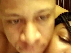 Ebony beauty gets fucked rough and nasty with big black cock in hotel room quickie