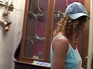 After work he finds a milf at home ready for intense oral pleasure in the living room