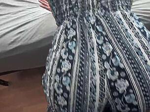 Why bounce that big ass on his cock while clothed?