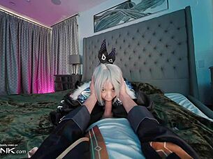 Whoa, asian silver wolf sucks deep and fucks hard in honkai star rail cosplay parody