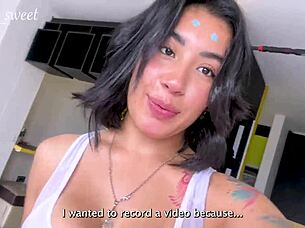 I'm getting so creamy while masturbating at my best friend's place