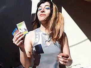 Teen blonde cute latina sexy beautiful in costumes lipstick outdoor pretty cosplay