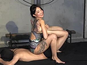 Japanese Mistress Sara Dominates With Ballbusting And Camel Clutch!