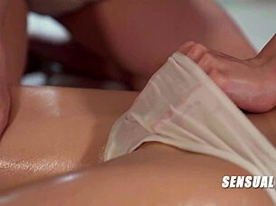 Incredibly sensual lesbians engage in passionate kissing and gentle fingering